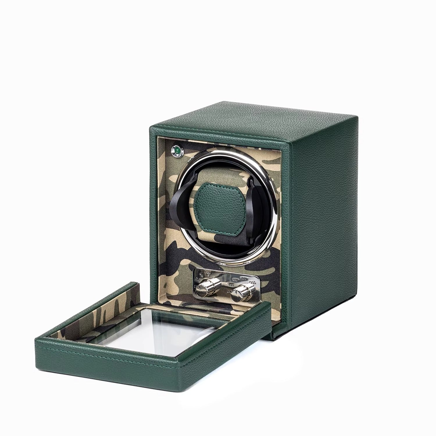 Single Watch Winder for Automatic Watches – Silent Japanese Motor & Premium Leather Finish – Green