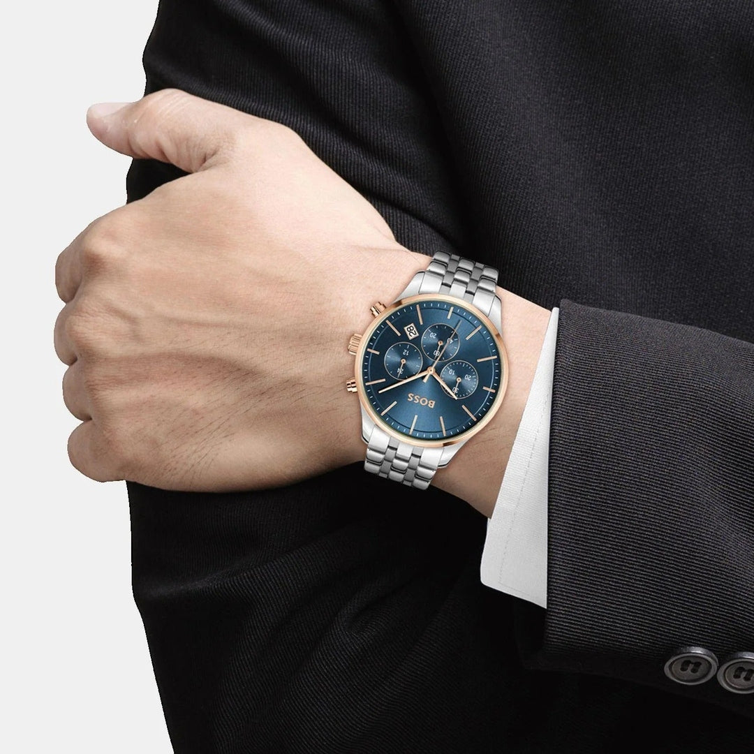 Boss Avery Men's Quartz Blue Dial Chronograph Stainless Steel Watch
