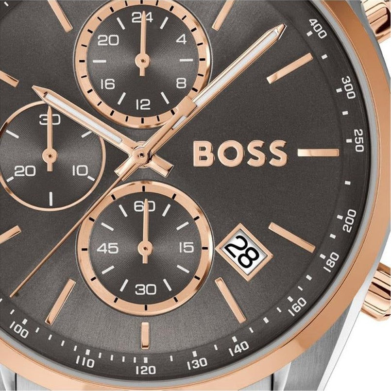 Boss Grand Prix 44 Men's Quartz Gray Dial Chronograph Two-Tone Stainless Steel Watch 1514252
