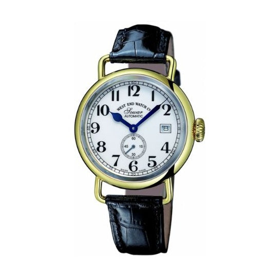 West End Watch-6832.30.3244BL white Analog Dial Black Leather Men's Watch.
