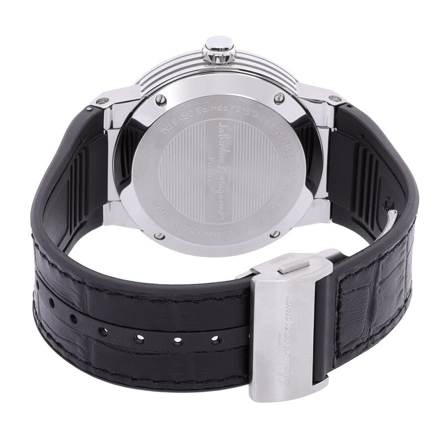 Salvatore Ferragamo F-80 Motion Quartz Men's Watch Gray Dial Black Leather Strap Swiss Made FAZ040017