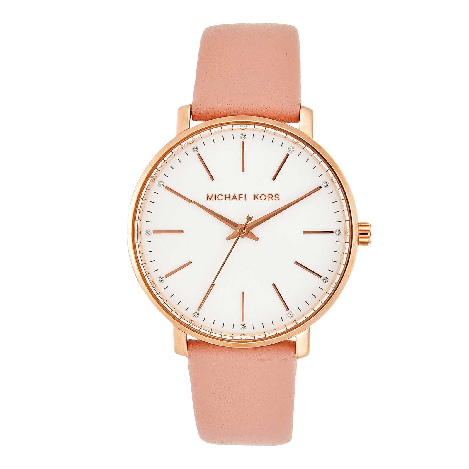 Michael Kors Pyper White Dial Pink Leather Watch for Women (MK2741)
