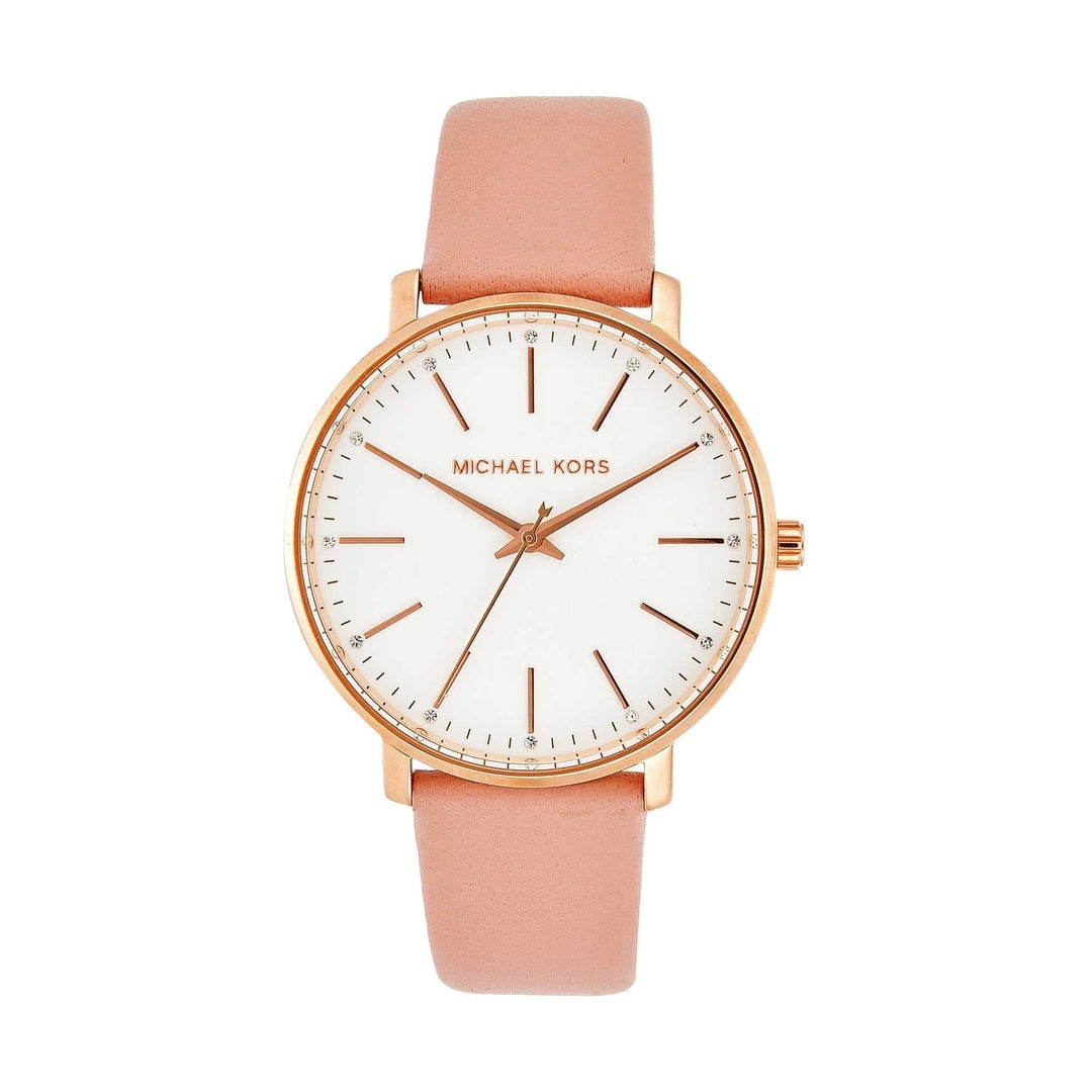 Michael Kors Pyper White Dial Pink Leather Watch for Women (MK2741)