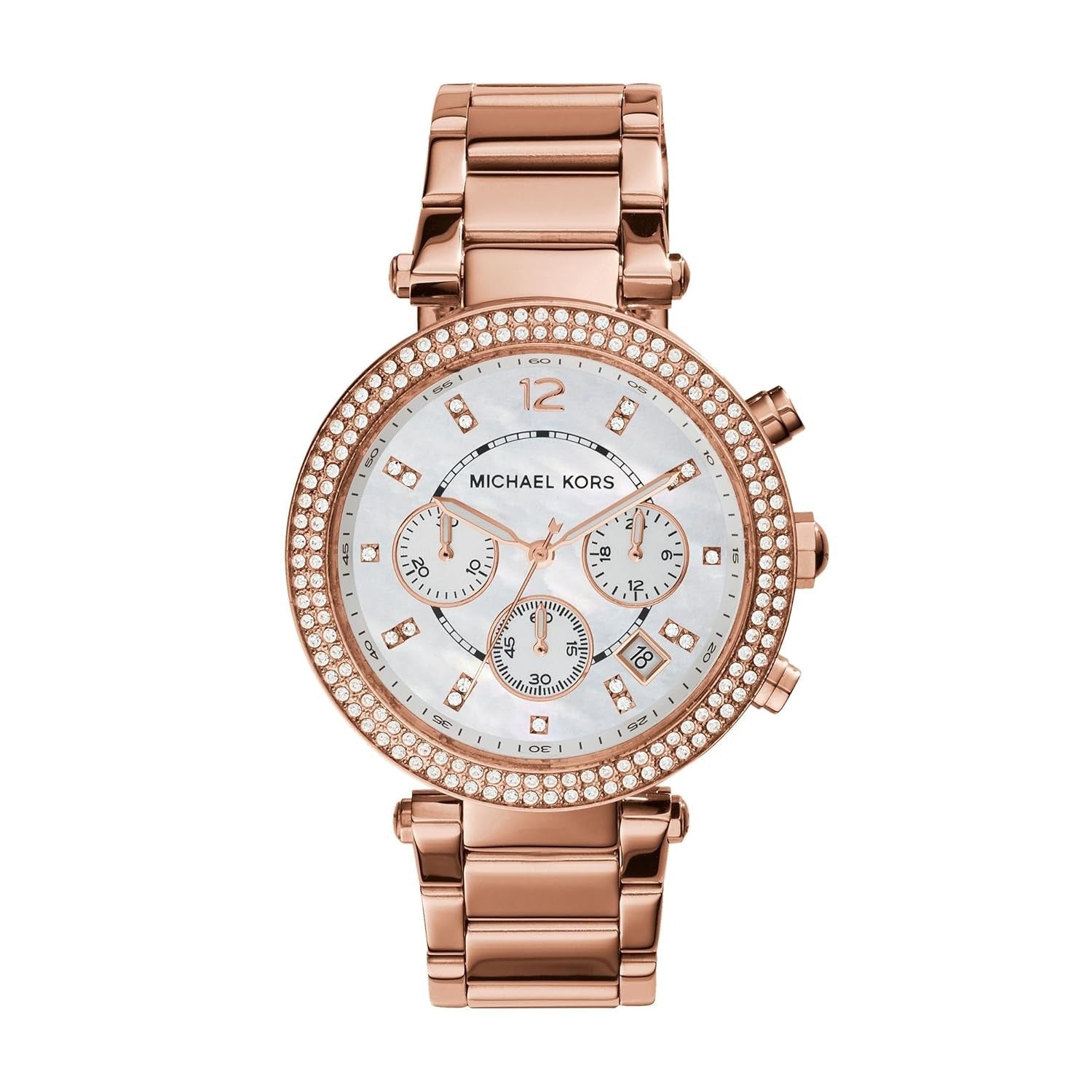 Michael Kors Parker Women White Dial Chronograph Stainless Steel Watch MK5491