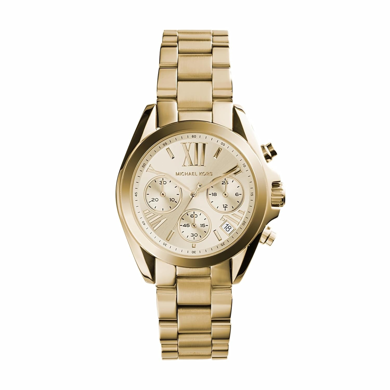 Michael Kors Mini Bradshaw Women Quartz Gold Dial Chronograph Stainless Steel Watch (MK5798)