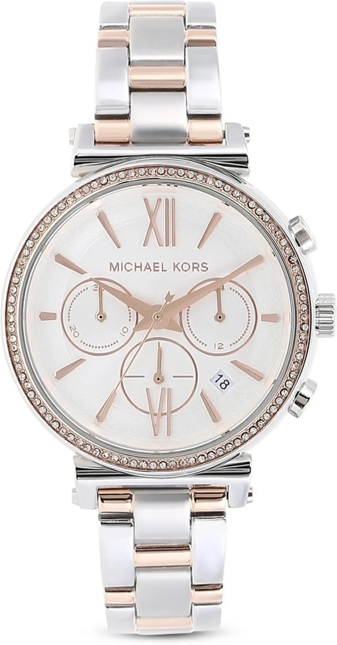 Michael Kors Sofie Women Quartz White Dial Analog Two-Tone Stainless Steel Watch MK6558