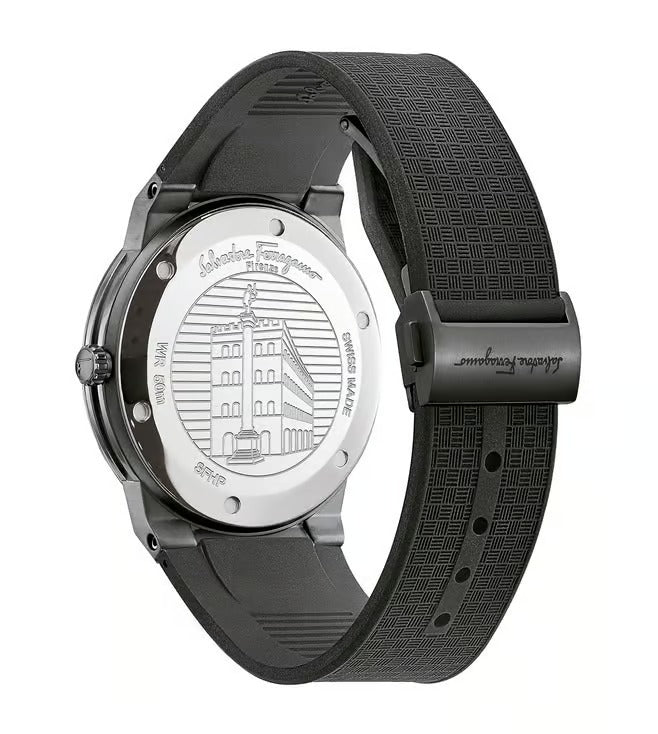 Salvatore Ferragamo Men's Quartz Black Dial Analog Silicone Watch SFHP00320