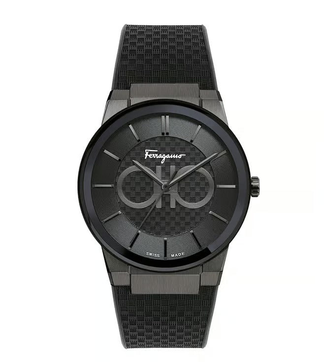 Salvatore Ferragamo Men's Quartz Black Dial Analog Silicone Watch SFHP00320