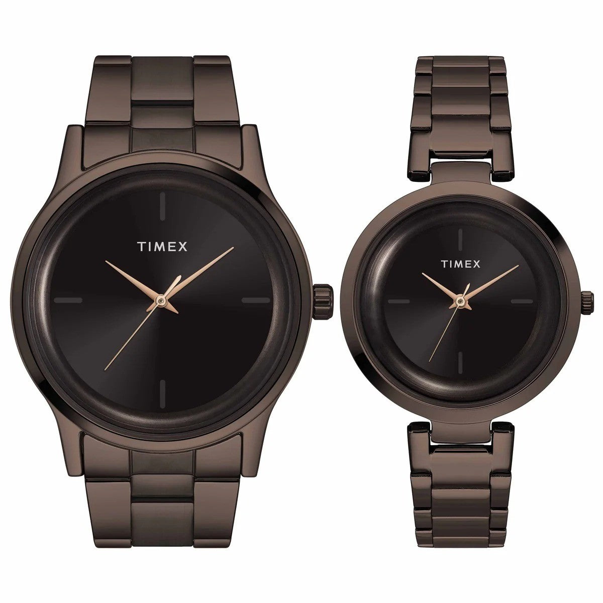Timex Fashion Quartz Brown Dial Analog Stainless Steel Couple Watch TW00PR295