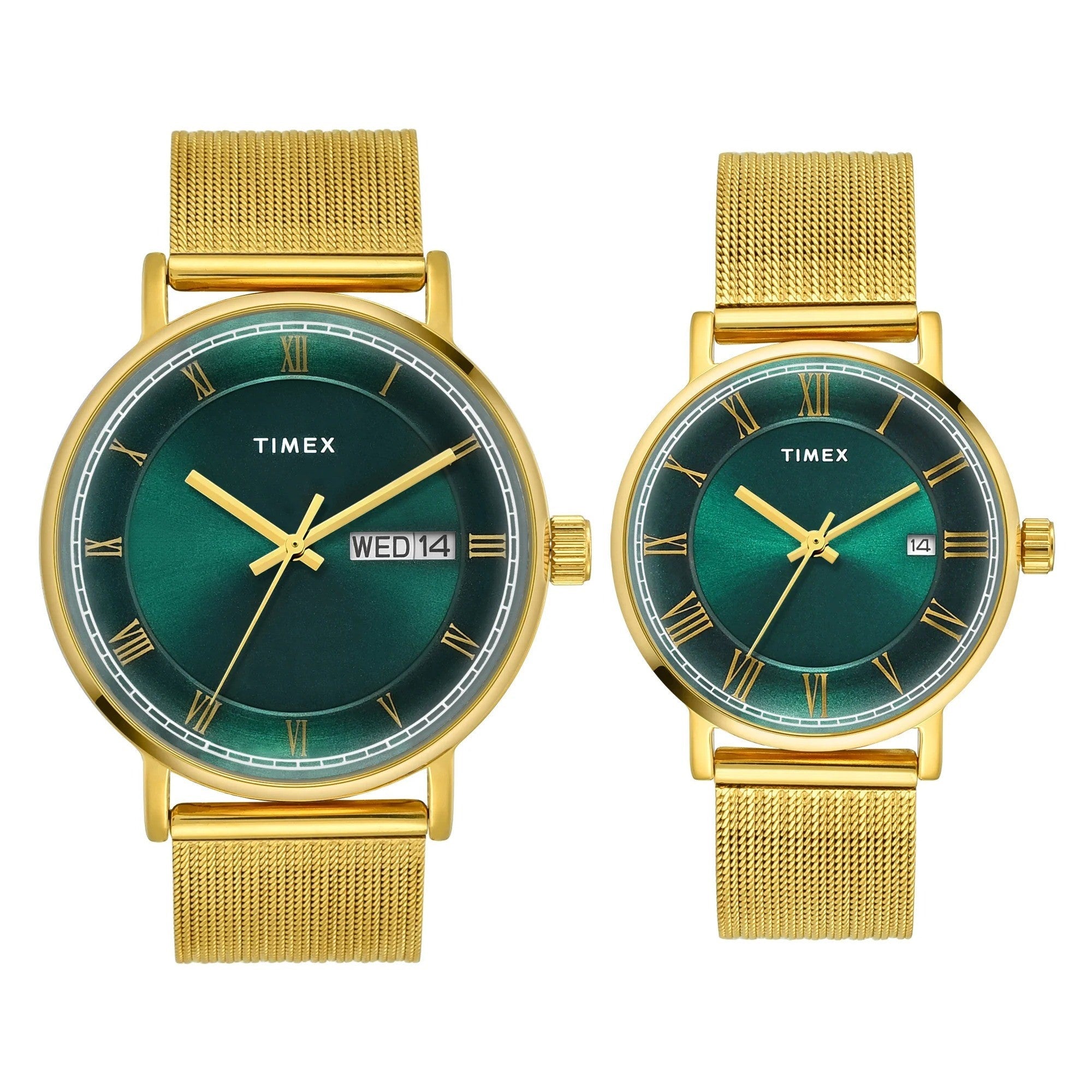 Timex Trendline Quartz Green Dial Analog Mesh Couple Watch TW00PR342