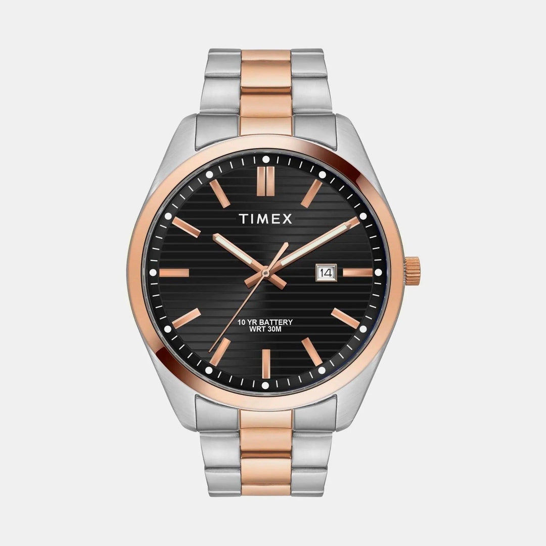 Timex E Class Quartz Black Dial Analog Stainless Steel Men's Watch TWTG10410