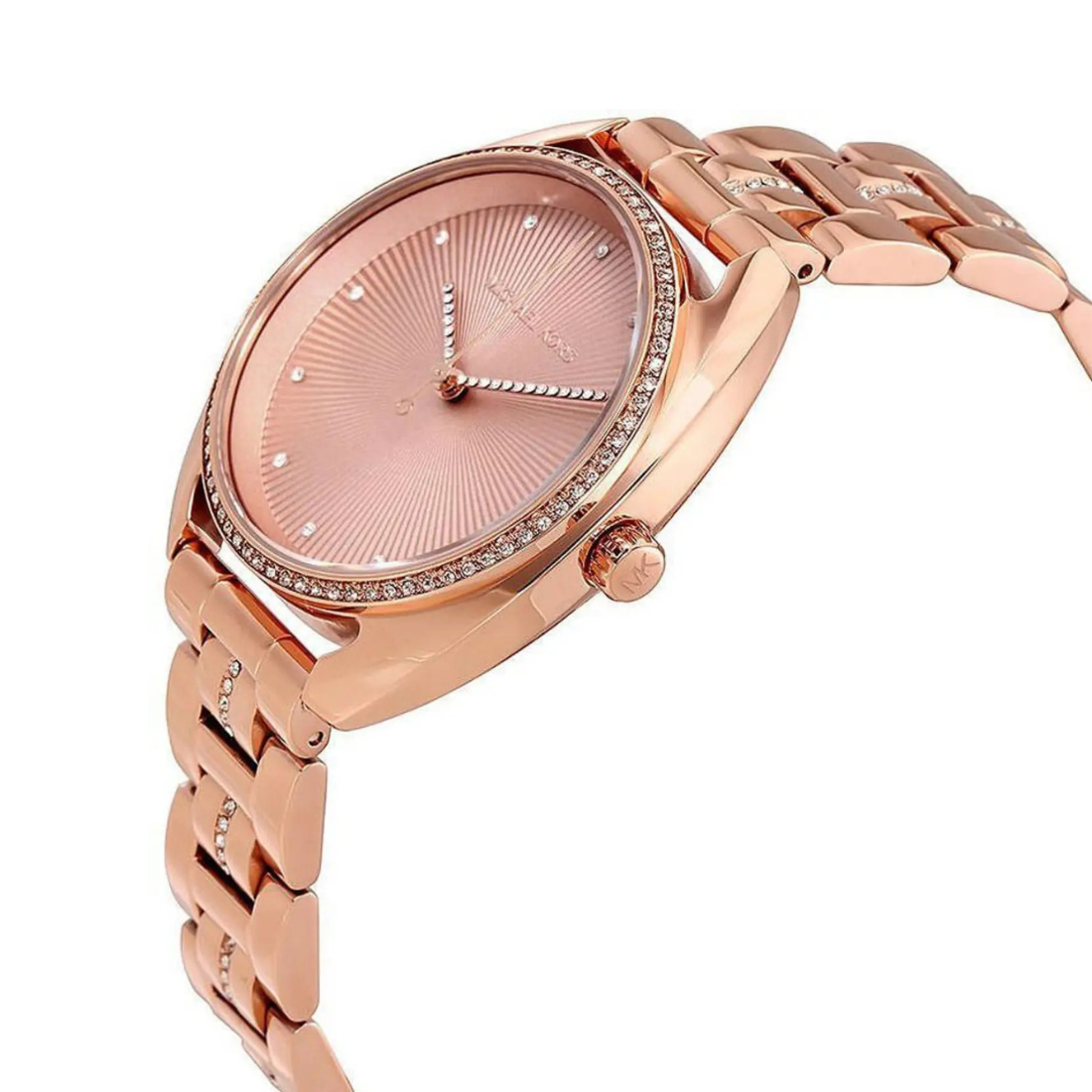 Michael Kors Libby Quartz Rose Gold Dial Crystallised Steel Bracelet Women's Watch - MK3677