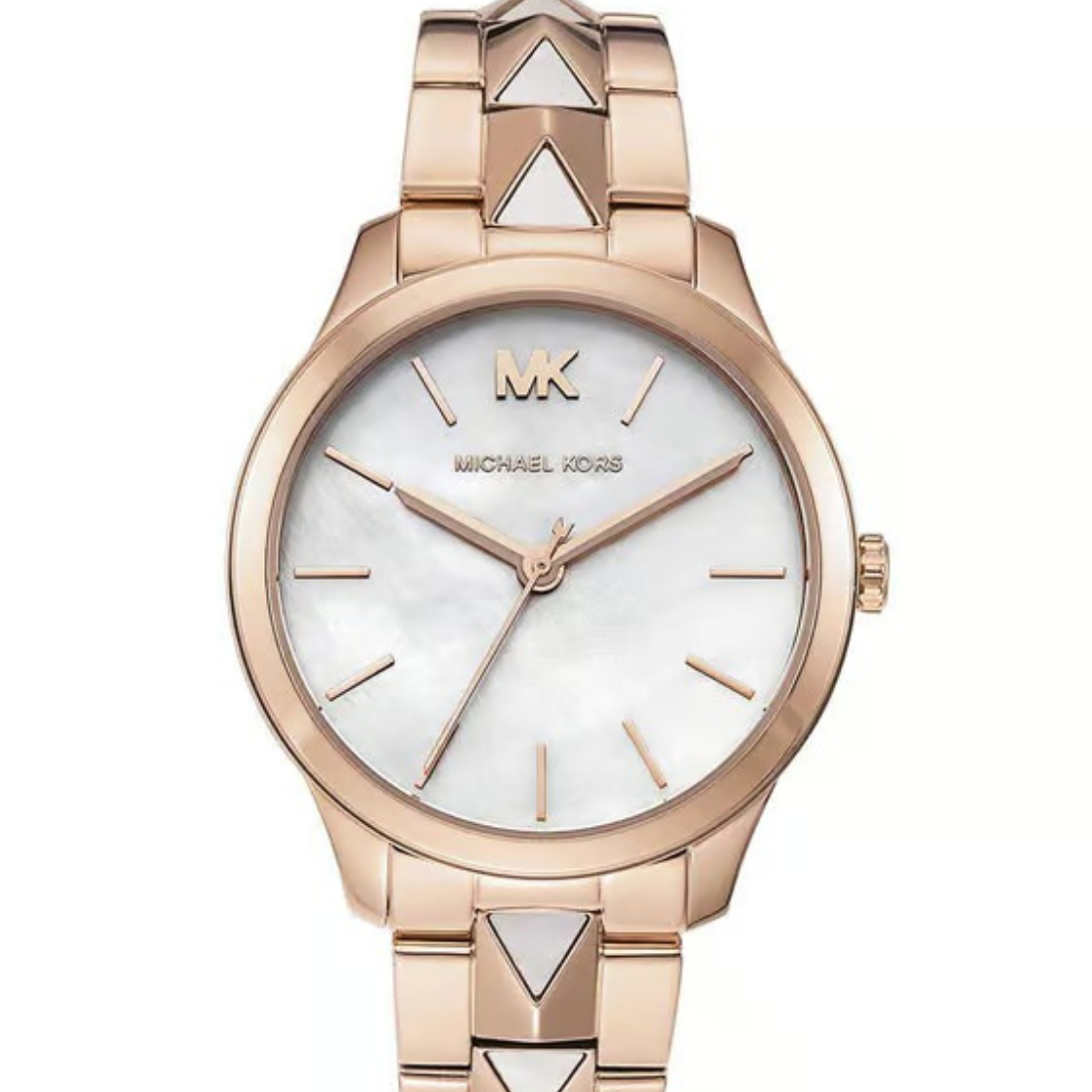 Michael Kors Runway Quartz White Mother-of-Pearl Dial Steel Bracelet Women's Watch - MK6671