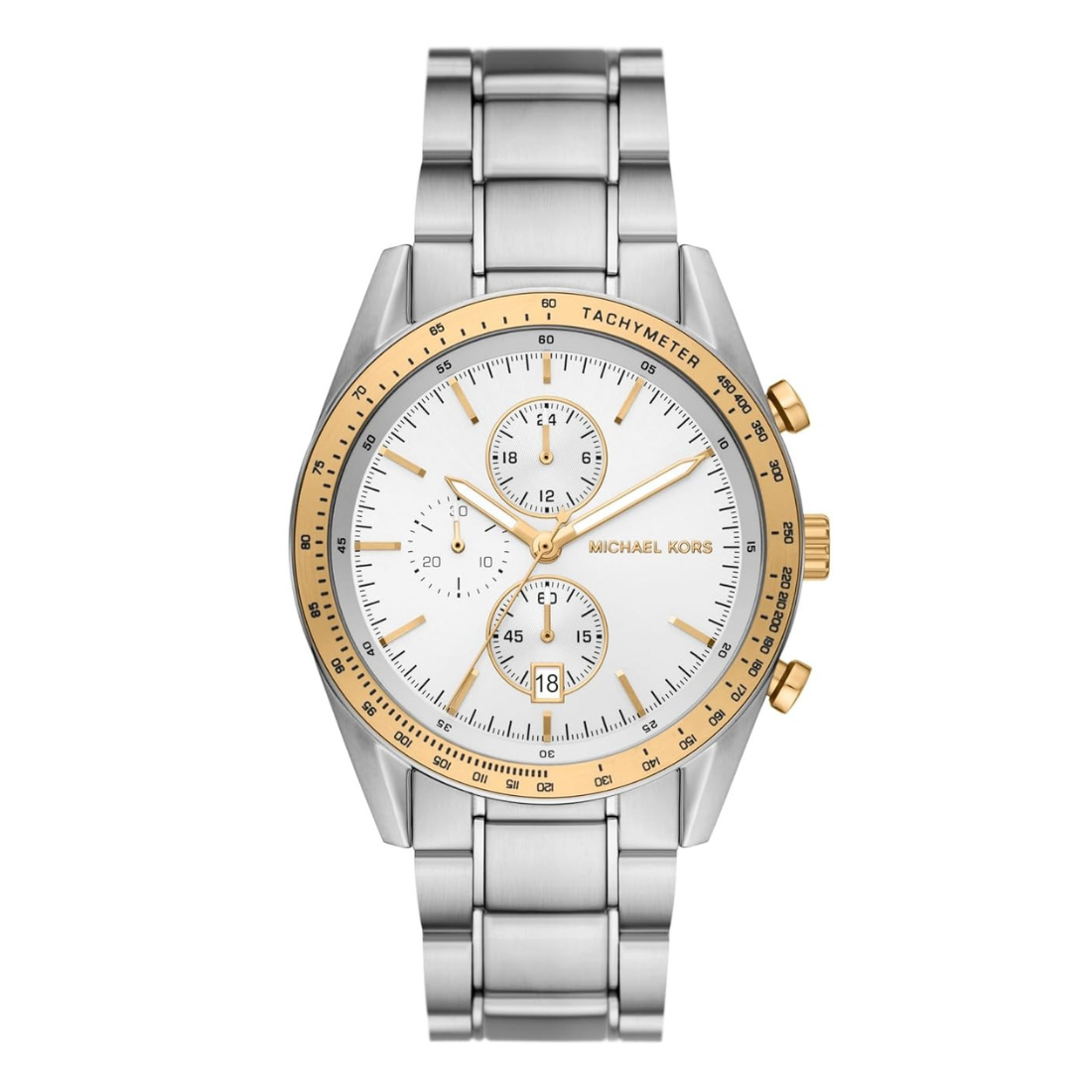 Michael Kors Accelerator Quartz Chronograph White Dial Steel Bracelet Men's Watch - MK9112