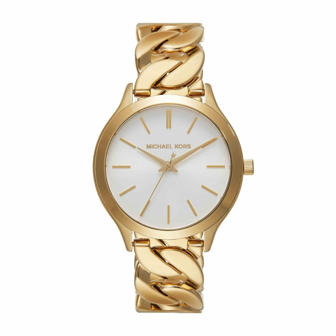 Michael Kors Runway Quartz White Sunray Dial Chain Bracelet Women's Watch - MK7472