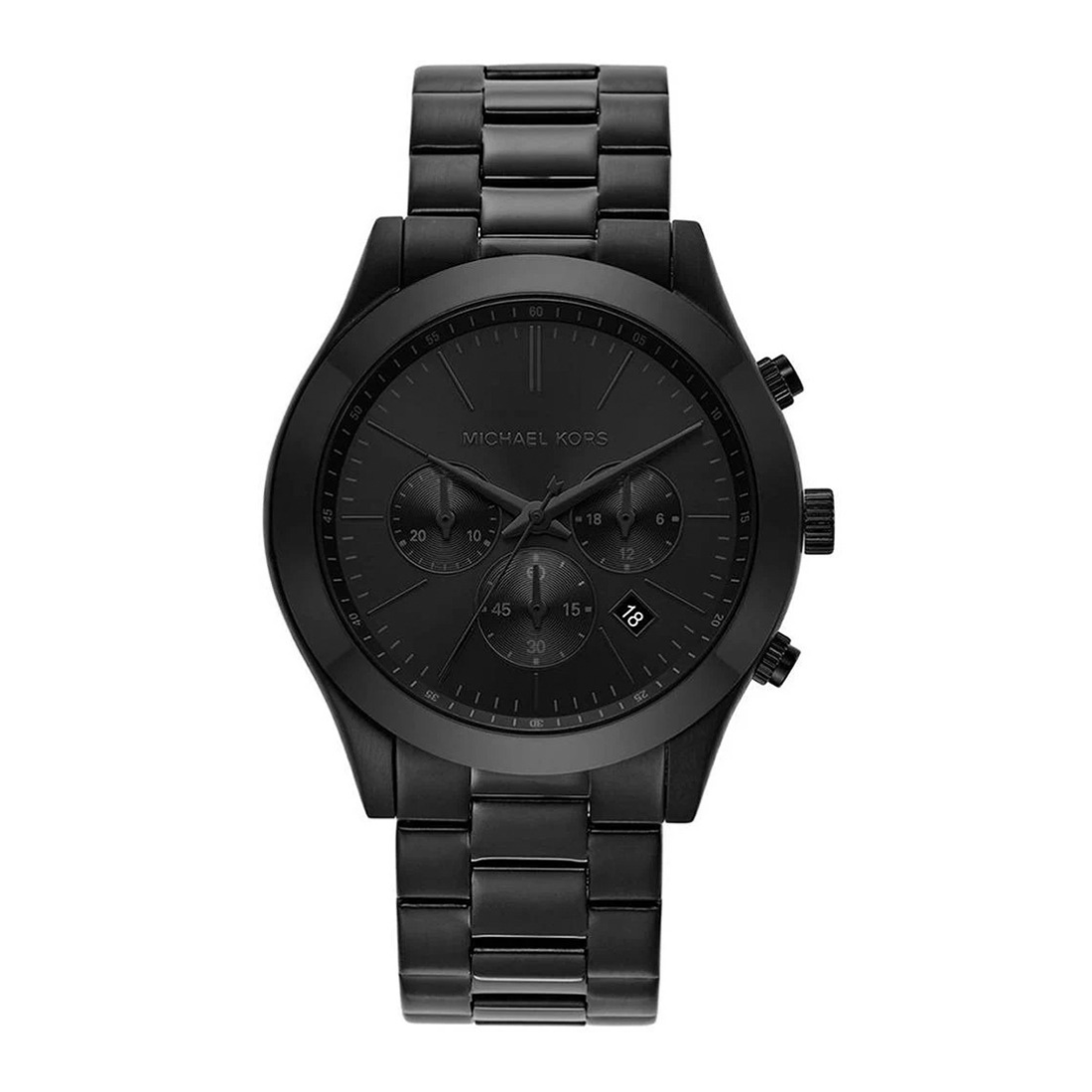 Michael Kors Slim Runway Quartz Chronograph Black Dial Black Steel Bracelet Men's Watch - MK8919