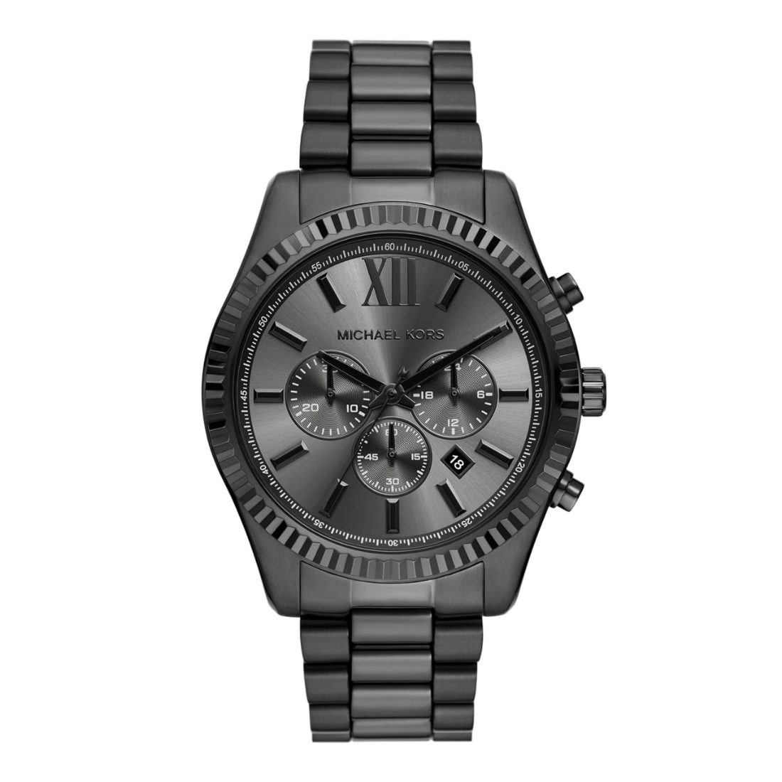 Michael Kors Lexington Quartz Chronograph Black Dial Black Steel Bracelet Men's Watch - MK9154