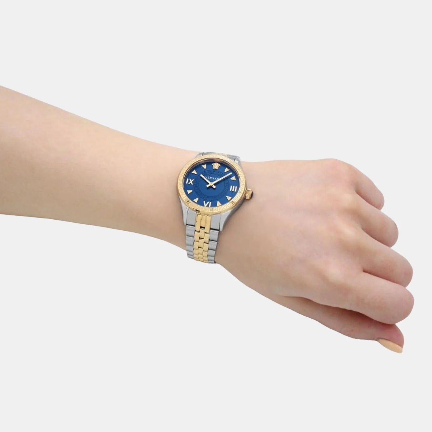Versace Hellenyium Women's Quartz Blue Dial Analog Two-Tone Stainless Steel Watch VE2S00522