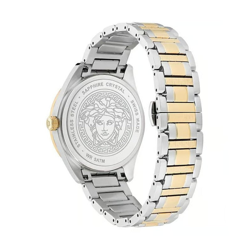 Versace V-Vertical Men's Quartz Blue Dial Analog Two-Tone Stainless Steel Watch VE3H00422