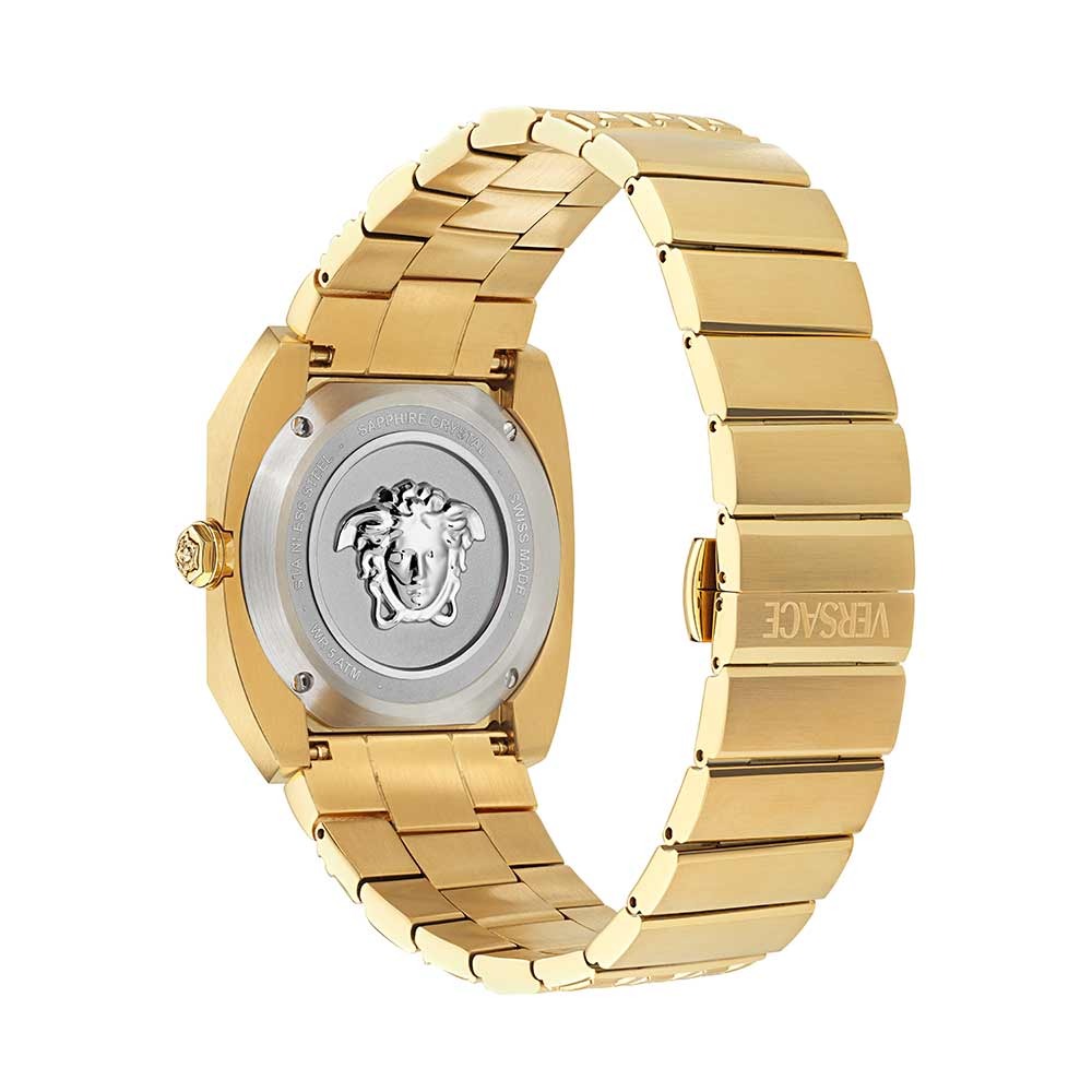 Versace Antares Men's Quartz Black Octogonal Dial Analog Stainless Steel Watch VE8F00424