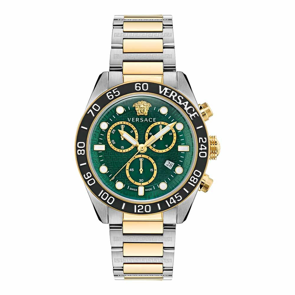 Versace Greca Dome Chr (WC-6K) Men'S Quartz Green Dial Chronograph Stainless Steel Watch VE6K00423