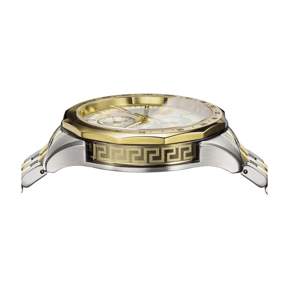 Versace Glaze Men's Quartz Silver Dial Analog Two-Tone Stainless Steel Watch VEBJ00518