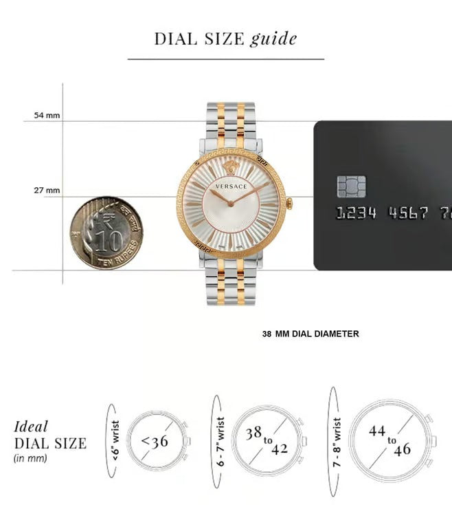 Versace V-Eternal Lady Silver Dual Tone Round Dial Analog Women Watch - VEJL01024