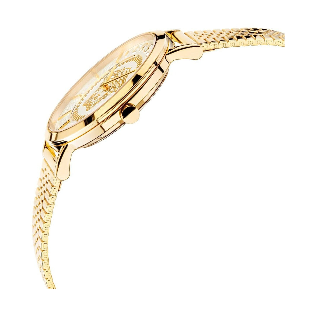 Versace Essential Women's Quartz White Dial Analog Golden Stainless Steel Watch VEK401021
