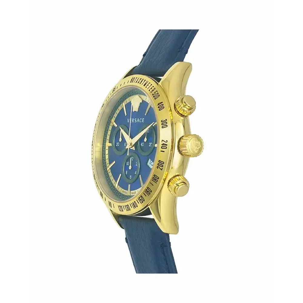 Versace Men's Quartz Blue Dial Analog Blue Leather Watch VEV700319