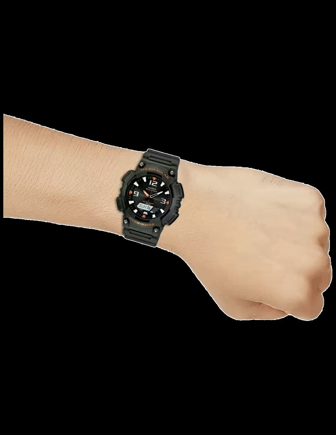 Casio Youth Analog-Digital Black Dial Green Resin Strap Men's Watch AQ-S810W 3AVDF