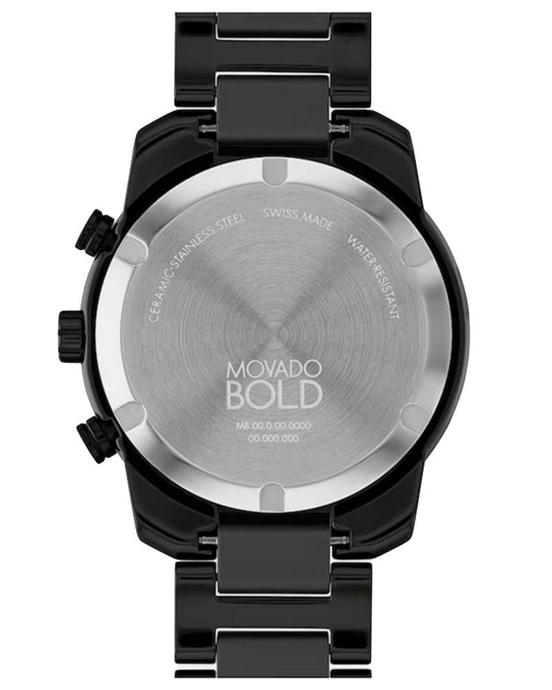 Movado Bold Men Quartz Black Dial Chronograph Ceramic Watch 3601103