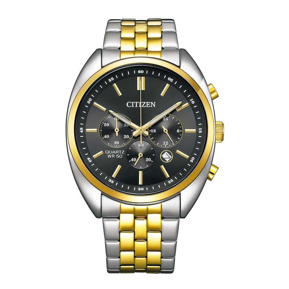 Citizen Men Quartz Black Dial Chronograph Stainless Steel Watch AN8214-55E