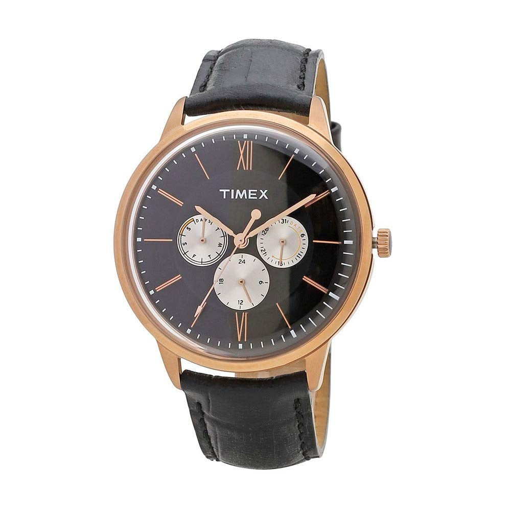 Timex E Class Black Dial Round Case Multifunction Function Men's Watch -TWEG16402