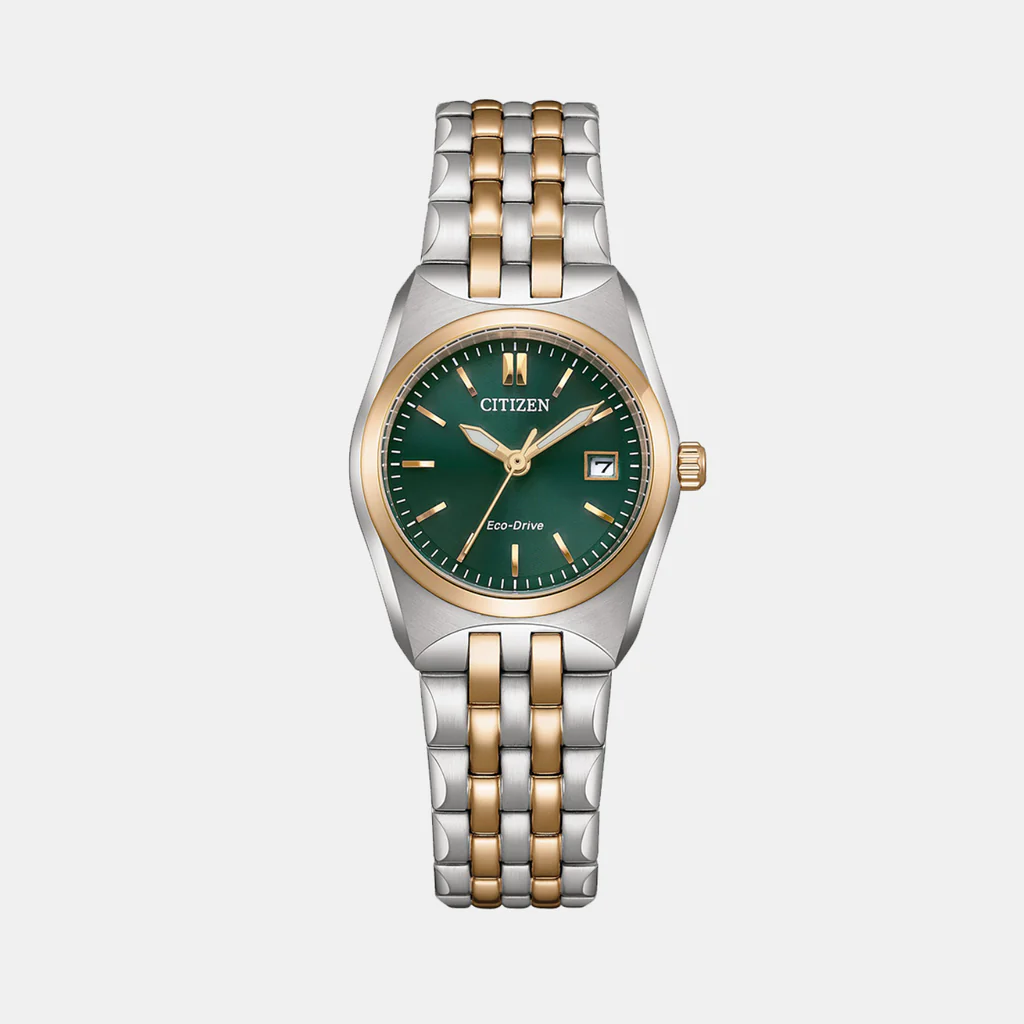 Citizen Corso Women Eco-Drive Green Dial Analog Stainless Steel Watch EW2297-55X