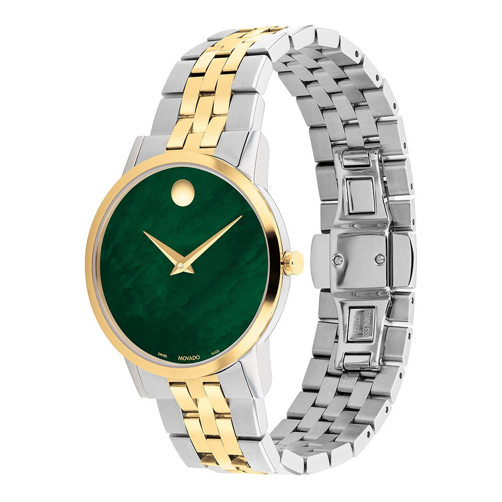Museum Women Quartz Green Dial Analog Stainless Steel Watch 607631