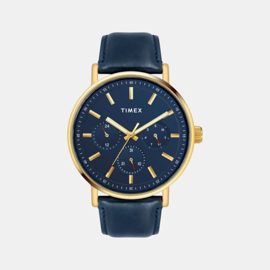 Timex Fashion Quartz Blue Dial Chronograph Leather Men's Watch TWEG20016