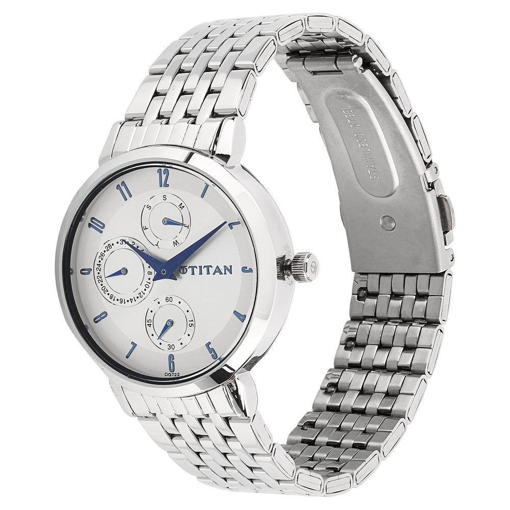Titan Workwear White Dial Women Watch With Stainless Steel Strap - NM2569SM03