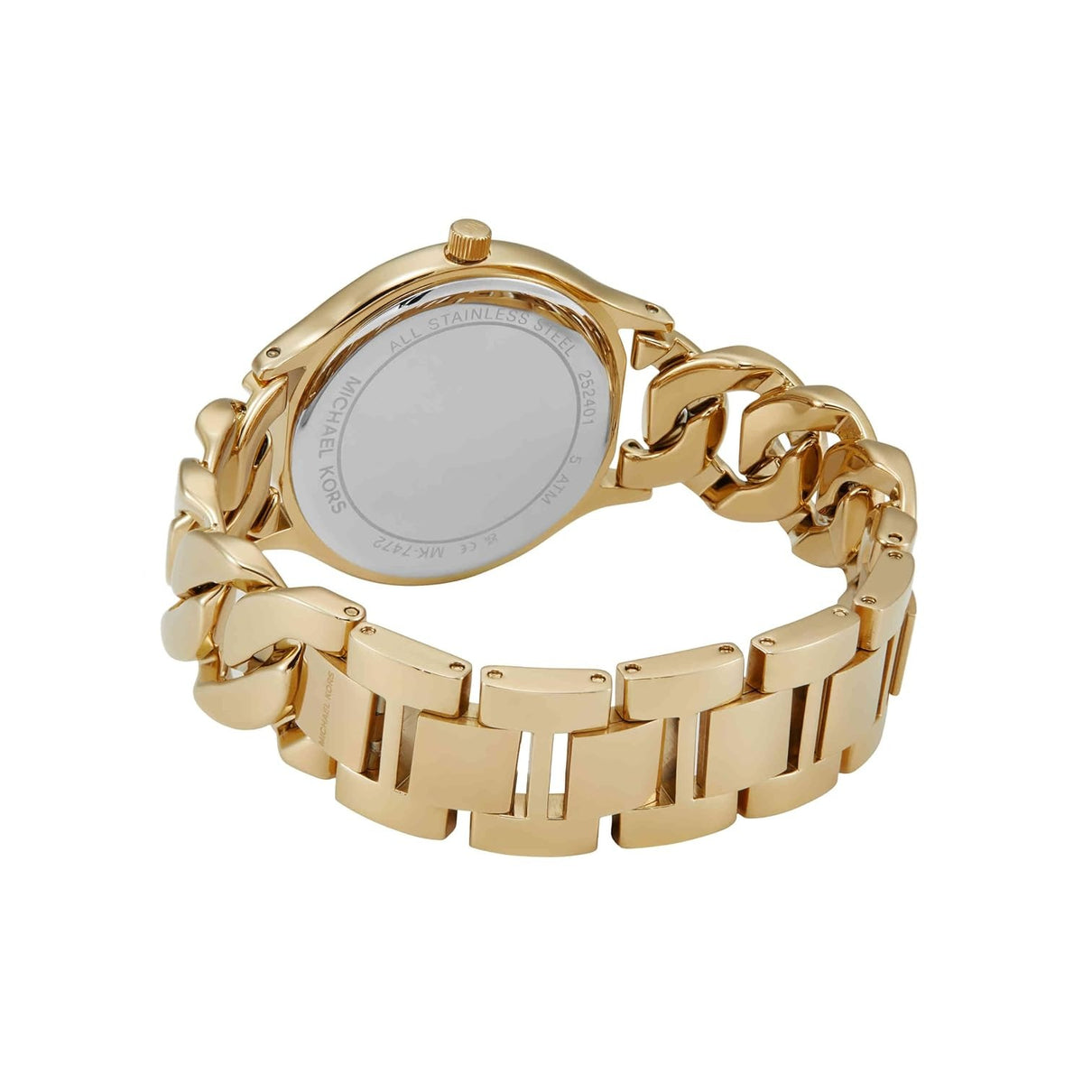Michael Kors Runway Quartz White Sunray Dial Chain Bracelet Women's Watch - MK7472