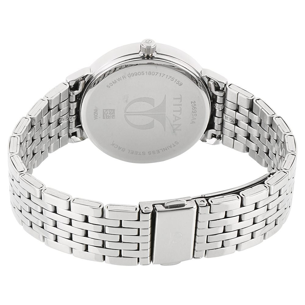 Titan Workwear White Dial Women Watch With Stainless Steel Strap - NM2569SM03