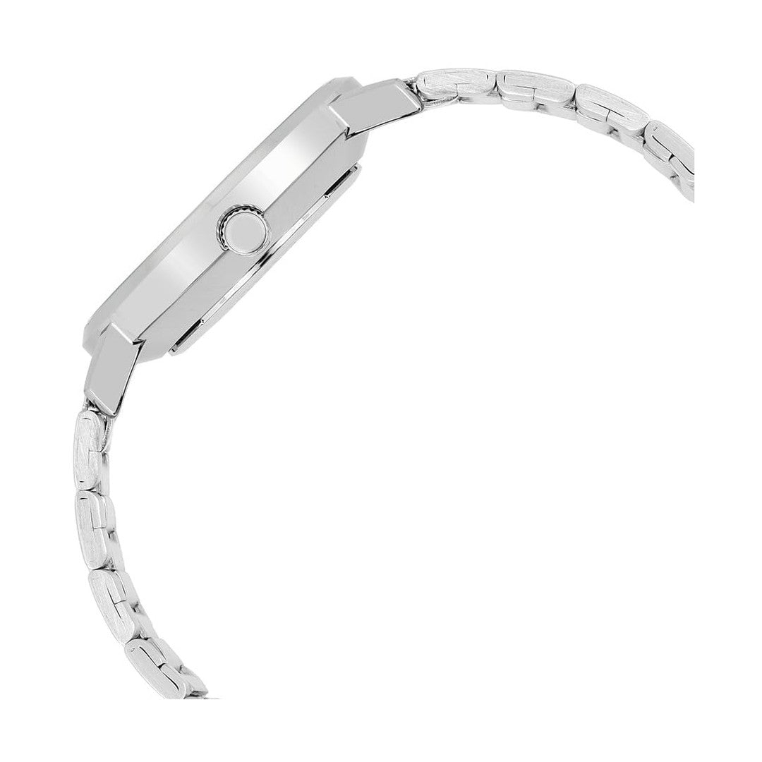 Casio Enticer Silver White Dial Stainless Steel Leather Analog Watch LTP-VT03D-7BDF