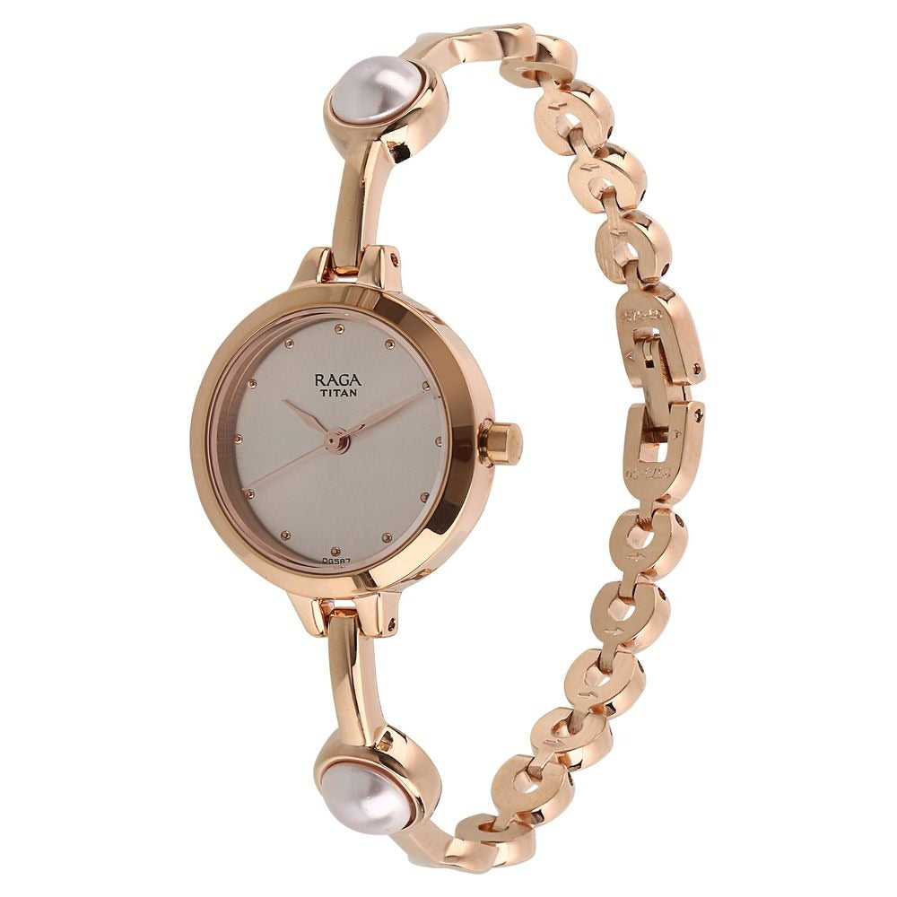 Raga Titan Quartz Analog Grey Dial Metal Strap Watch for Women - NU2576WM01