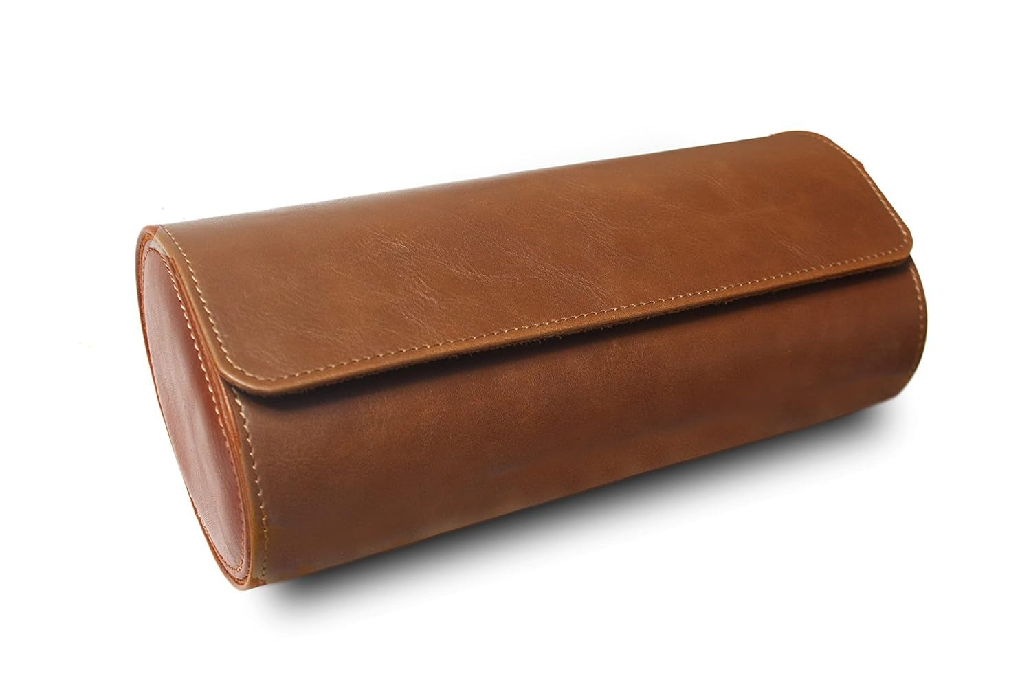 Luxury 3 Slot Leather Watch Roll Case – Premium Travel Watch Organizer for Men & Women – Bronze