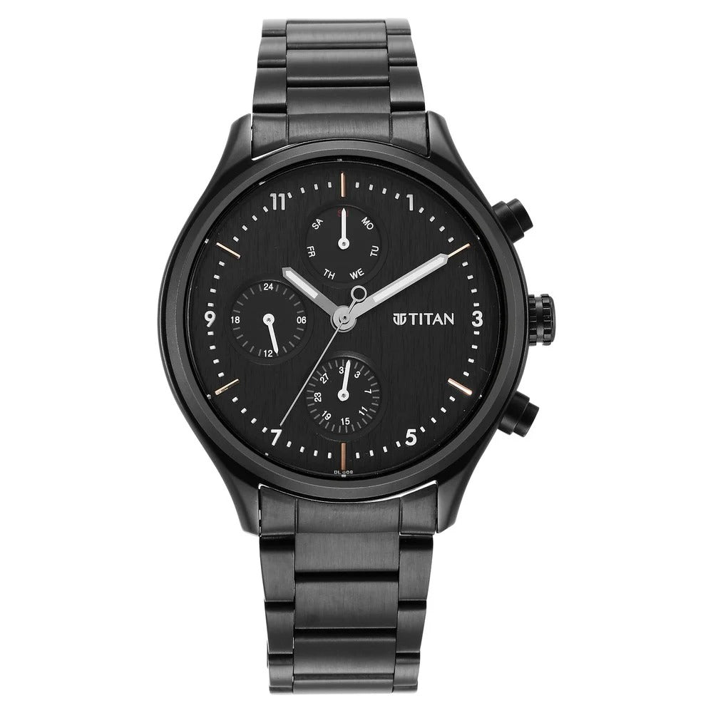 Titan Neo Black Dial Quartz Multifunction Stainless Steel Strap watch for Men - NU1803NM01