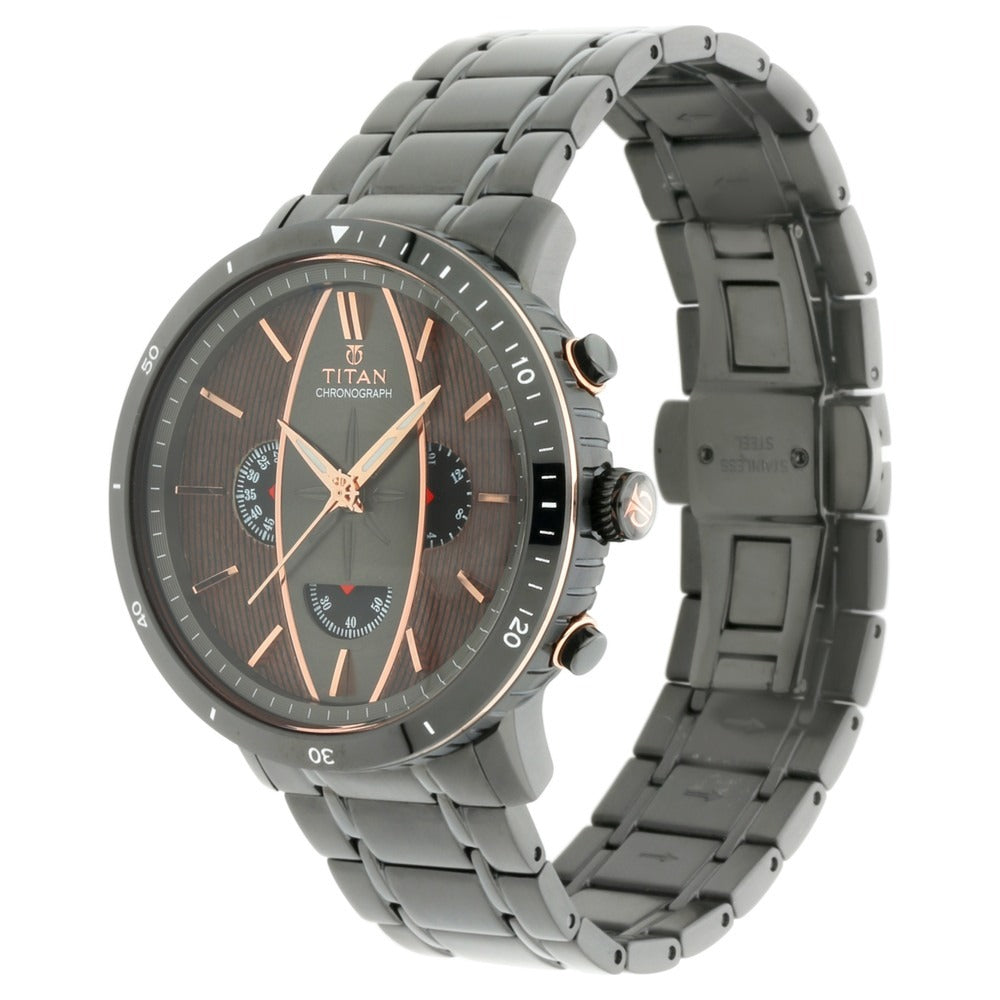 Titan Maritime Anthracite Dial Chronograph Stainless Steel Strap watch for Men - NQ1832KM01