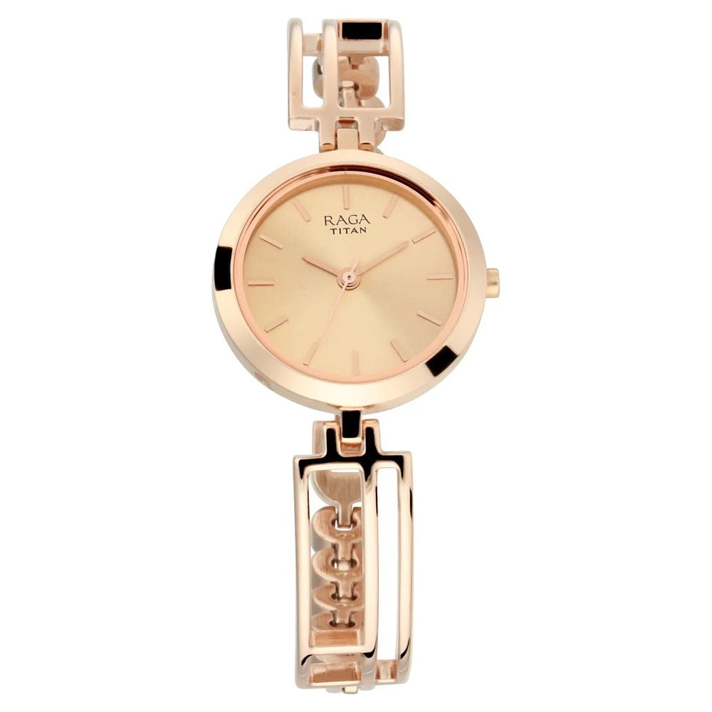 Raga Titan Raga Viva Rose Gold Metal Analog Strap Watch for Women - NU2622WM01