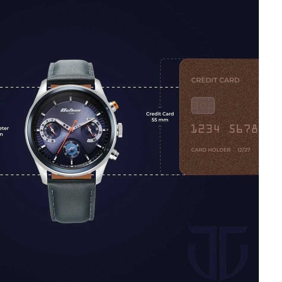 Titan Octane Quartz Multifunction Blue Dial With Blue Leather Strap Watch For Men - NU1805KL01