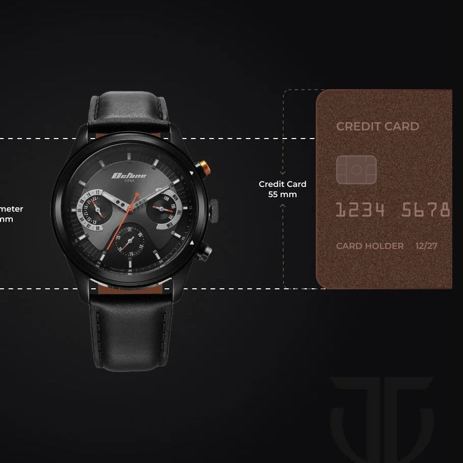 Titan Octane Quartz Multifunction Black Dial With Black Leather Strap Watch For Men - NU1805KL02