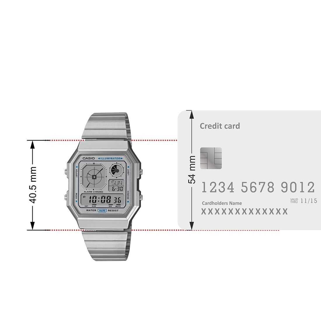 Casio Vintage Quartz Silver Digital Dail with World Time Unisex Watch A130WE-7ADF