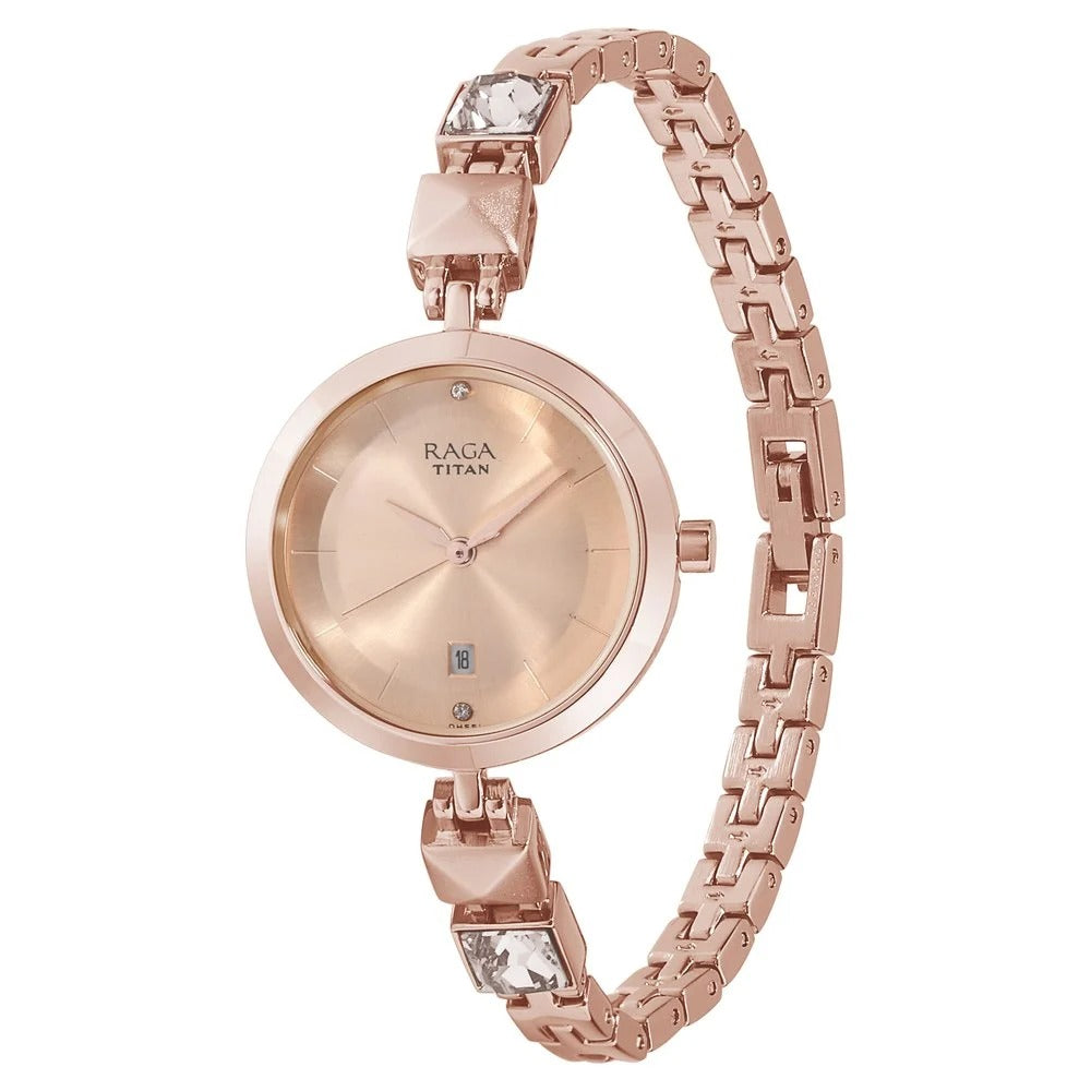 Raga Titan Raga Viva Rose Gold Dial Analog Metal Strap watch for Women - NU2606WM01