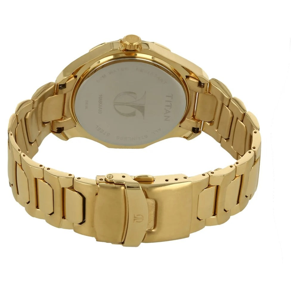 Titan Quartz Multifunction Champagne Dial Stainless Steel Strap watch for Men NU1688KM01